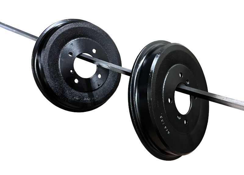 A photo showing the drum brakes after painting.